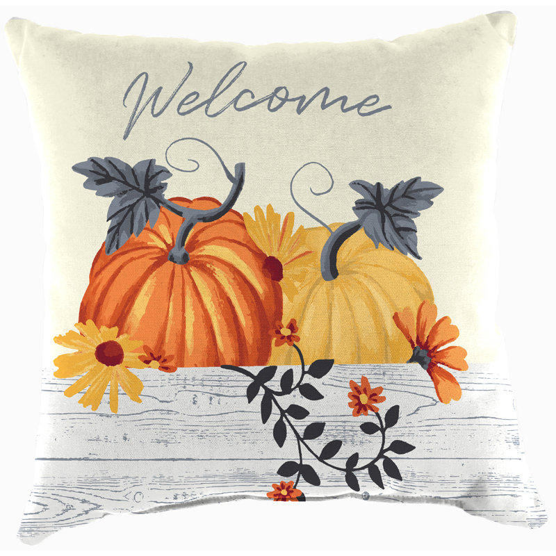 14" x 14" Outdoor Throw Pillow, White Welcome