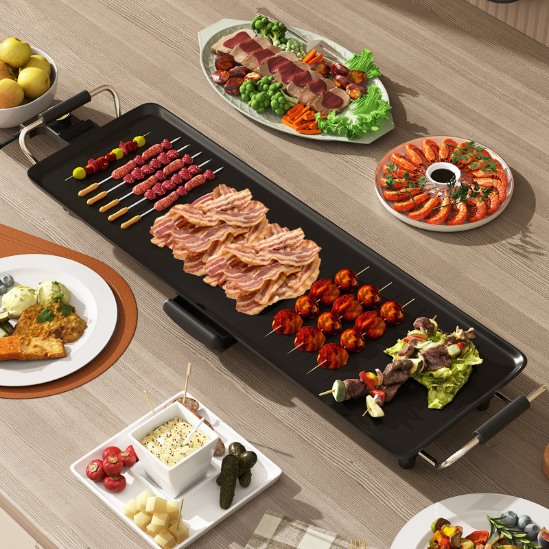 Large Electric Griddle Portable Teppanyaki Grill with 4-Level Thermostat Control, 33" x 9.5"