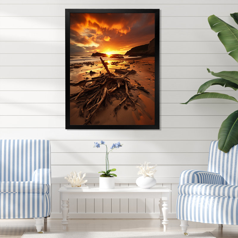 Azilda Beach Golden Sands VII sur toile, H 20 po x l 12 po x P 1 po, Cadre photo noir