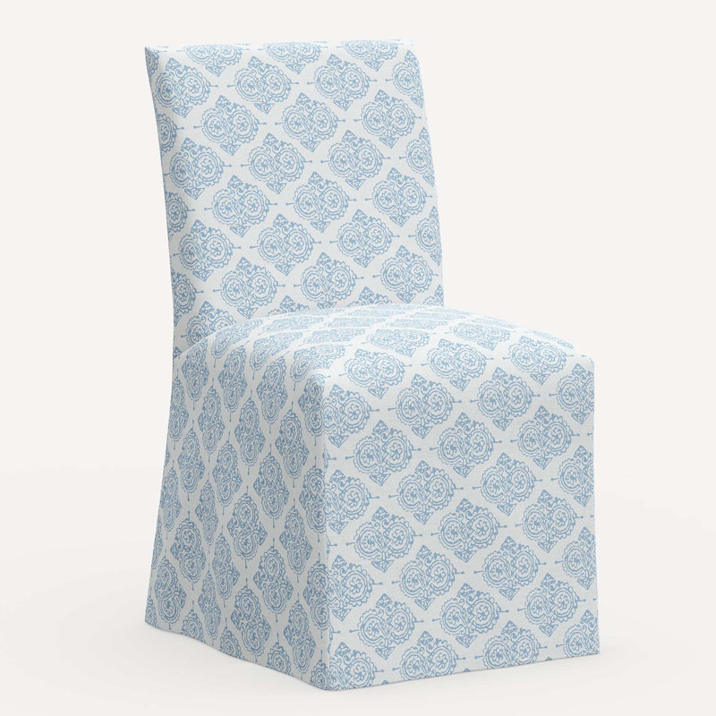Sadia Slipcover Chair, Jr Issa Light Indigo Geometric Linen