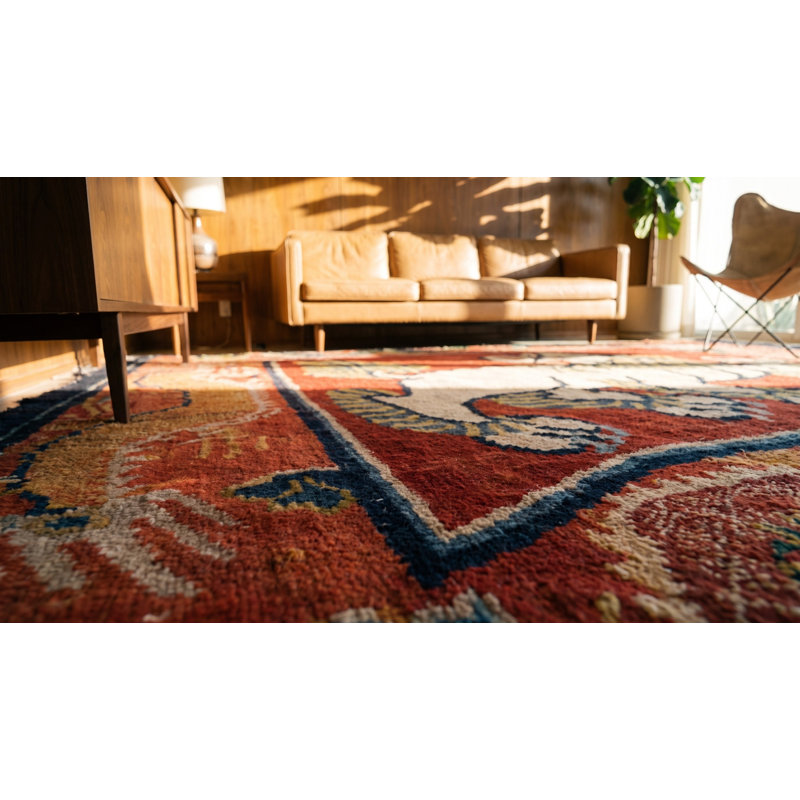 Antique Chinese - Tibetan Small Scatter Size Wool Yellow Rug