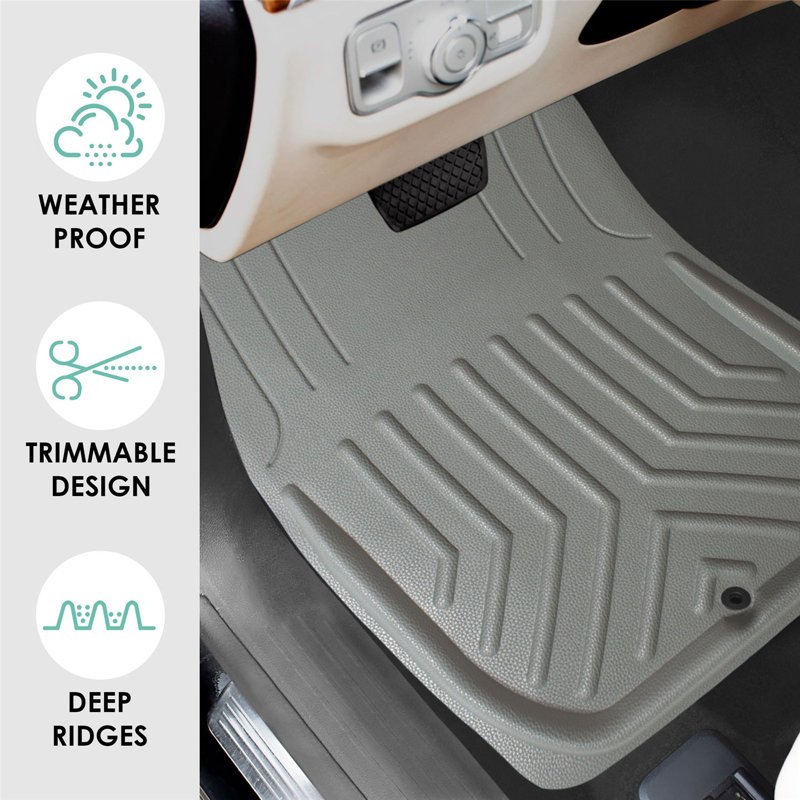 Leanid Faux Leather Deep Tray Floor Mats, Gray