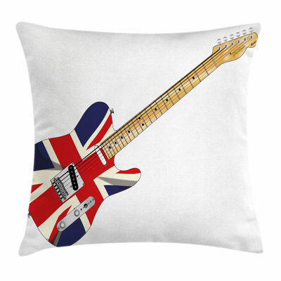 Union Jack Electric Guitar Flag Square Pillow Cover