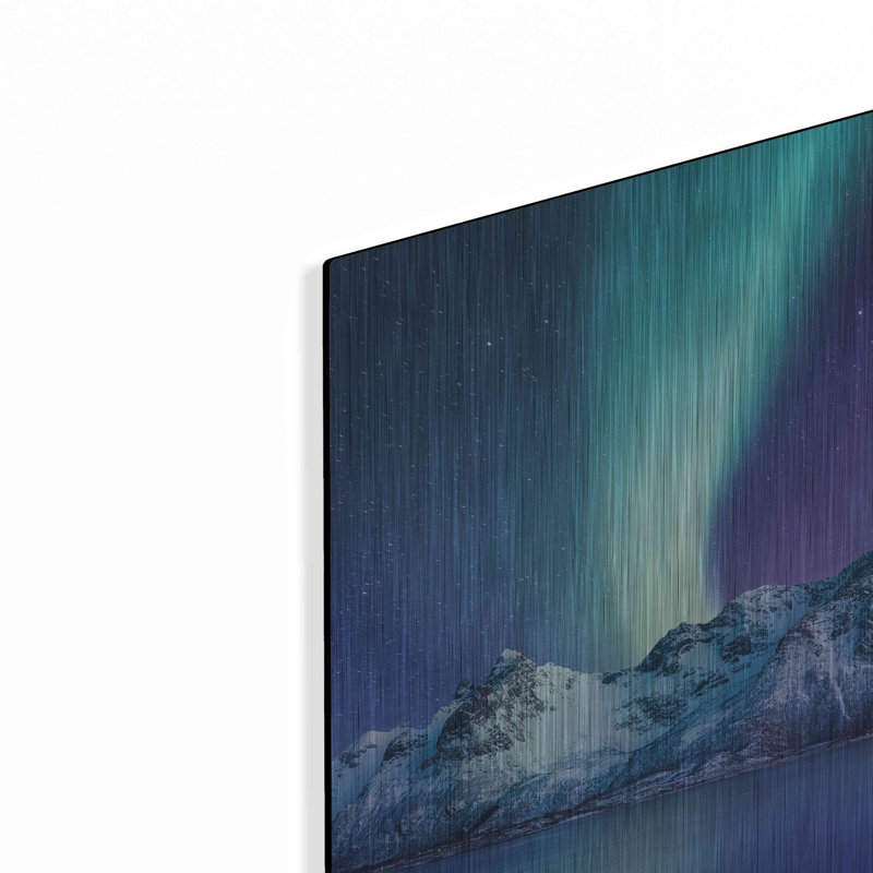 «Northern Lights In The Lofoten Îles Norvège 1» par Luxe Portfolio, art mural en métal, H 12 po x l 16 po