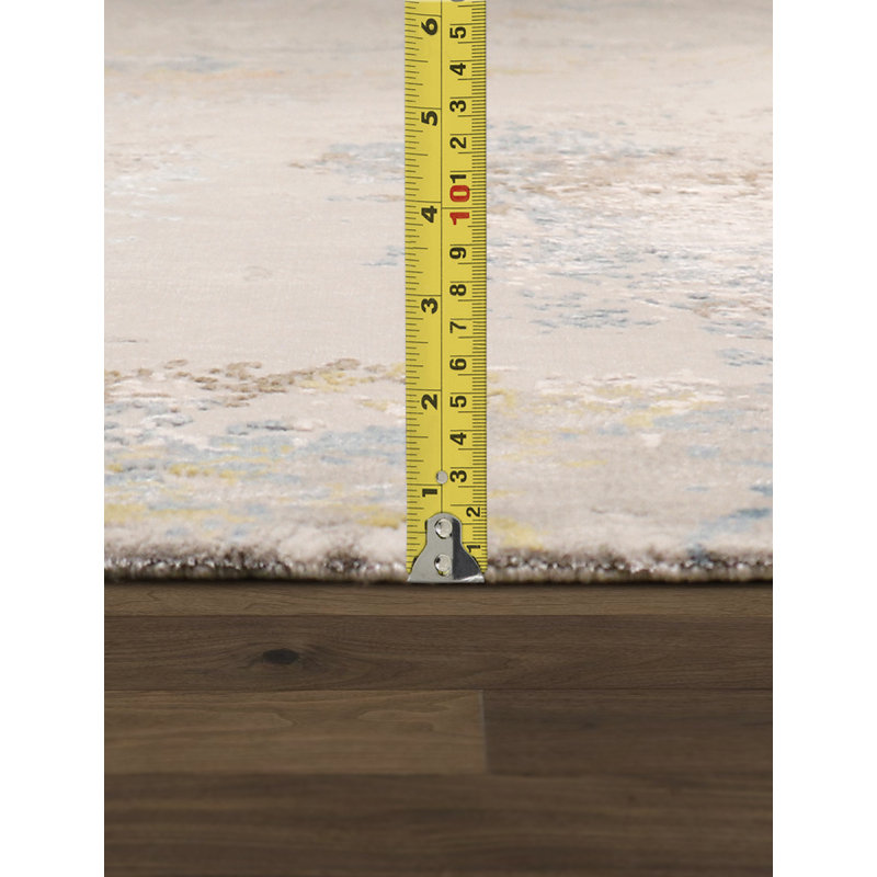 Hand Knotted Abstract Area Rug in Beige, Rectangle 12' x 15'2"