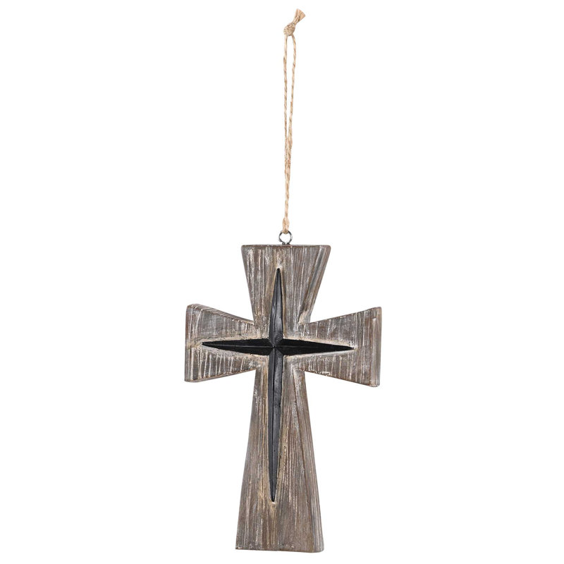 Croix brune sur mur en résine 5,25 H