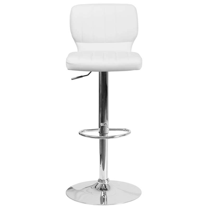 Troutville Swivel Upholstered Adjustable Height Counter Stool, White