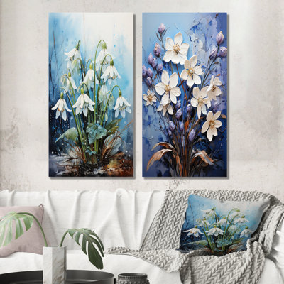 Mystical Flurries Snowdrop Flowers - Snowdrops Wall Decor Set Of 2