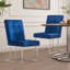 Ensemble de 2 chaises de salle à manger rembourrées en velours Mercer41 avec pieds en acier inoxydable, bleu marine