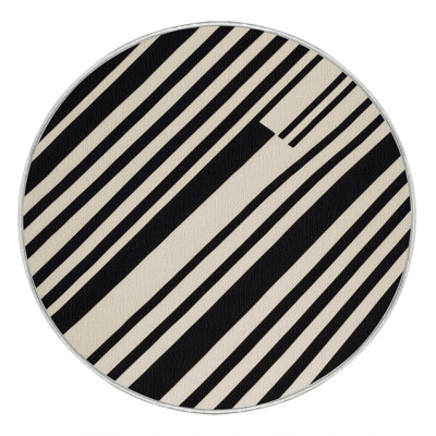 Washable White Black Striped Area Rug