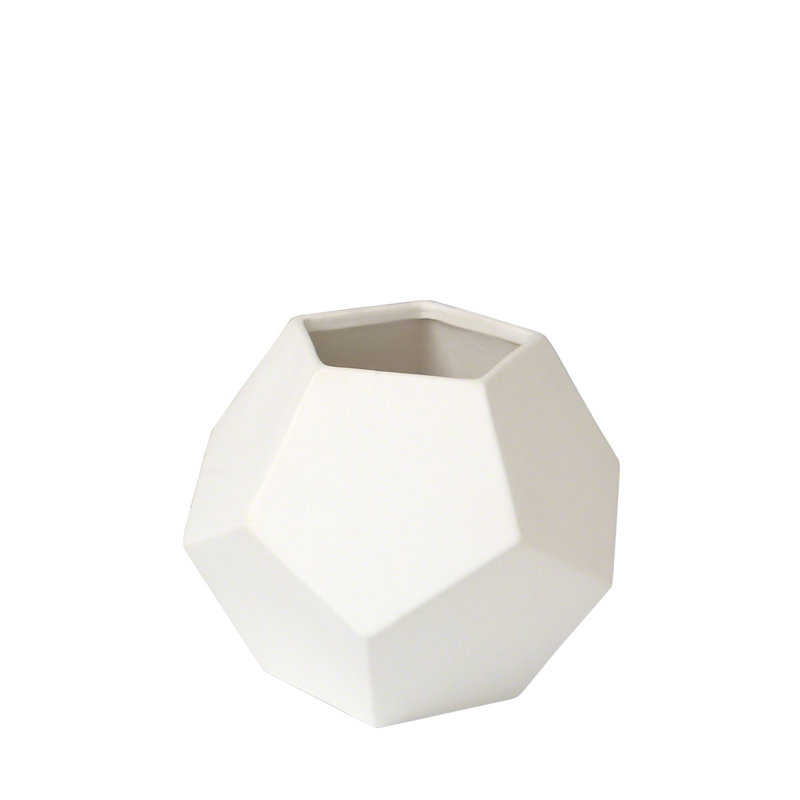Faceted Table Vase, 6" H x 7" W x 7" D, White