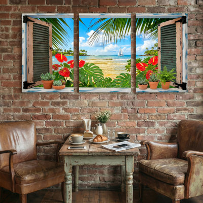 Paysage et nature Scène de plage tropicale avec palmiers et fleurs