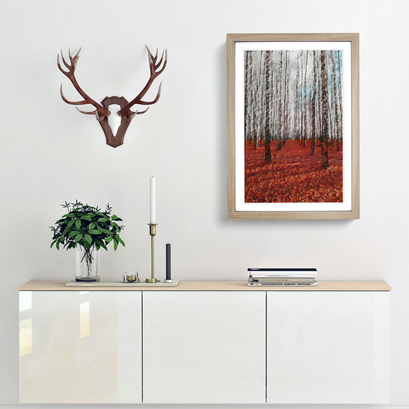 Rows of Trees in Abstract - Picture Frame Graphic Art Print, 60cm H x 40cm W x 2cm D, Oak