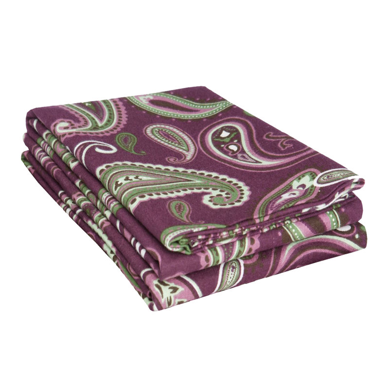 100% Cotton Flannel Paisely Pillowcase, King, Purple