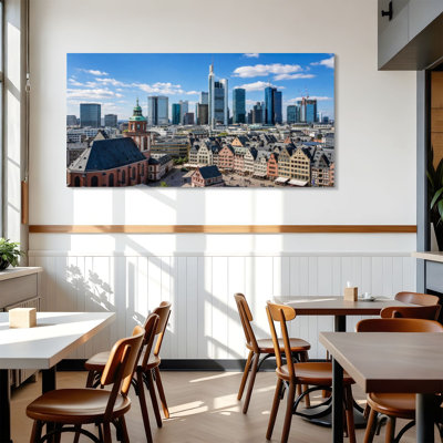 Canvas Wall Art frankfurt skyline old town germany frankfurt germany Wall Decor for Living Room Bathroom Bedroom Office 24"H x 48"W Art Paintings, Ready to Hang