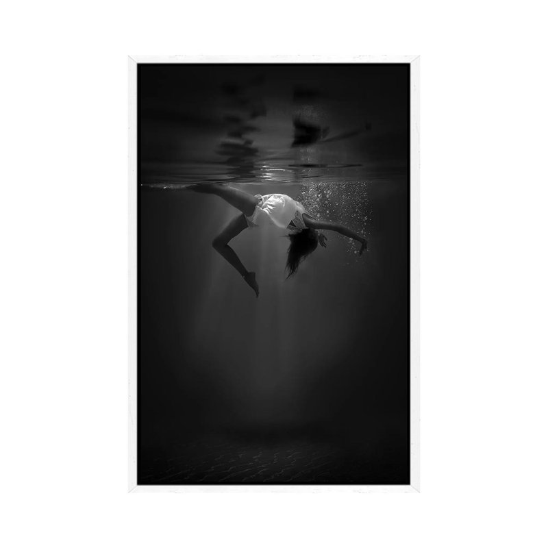 The Little Mermaid by Cesare Sent - Print on Canvas, 101.6 cm H x 66.04 cm W, White Framed