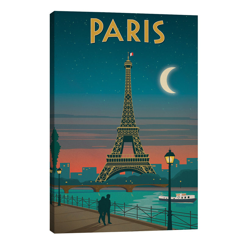 Paris Moonlight by IdeaStorm Studios - No Frame Print on Canvas, 101.6 cm H x 66.04 cm W x 1.91 cm D