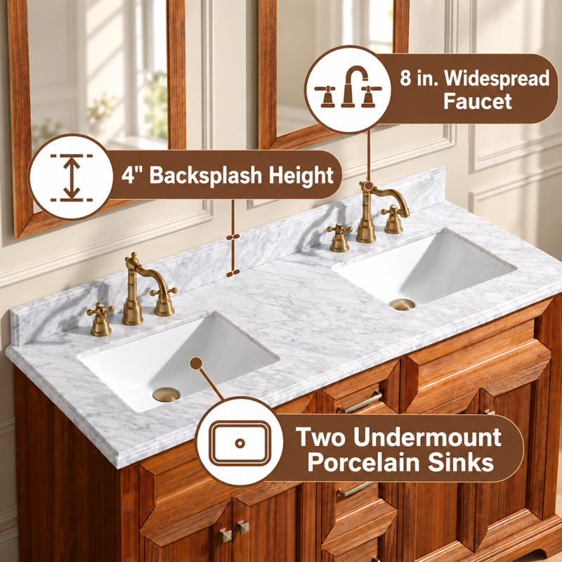 Claireville 60 " W Freestanding Standard Double Vanity Bathroom Vanity With Marble Top