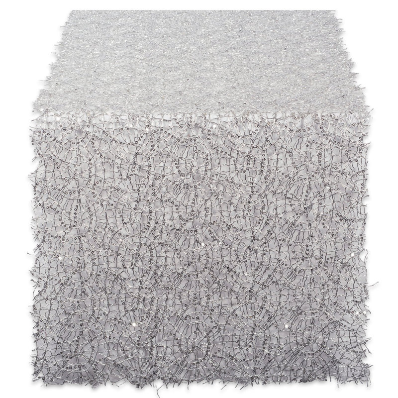 Julia Sequin Mesh Table Runner, Silver