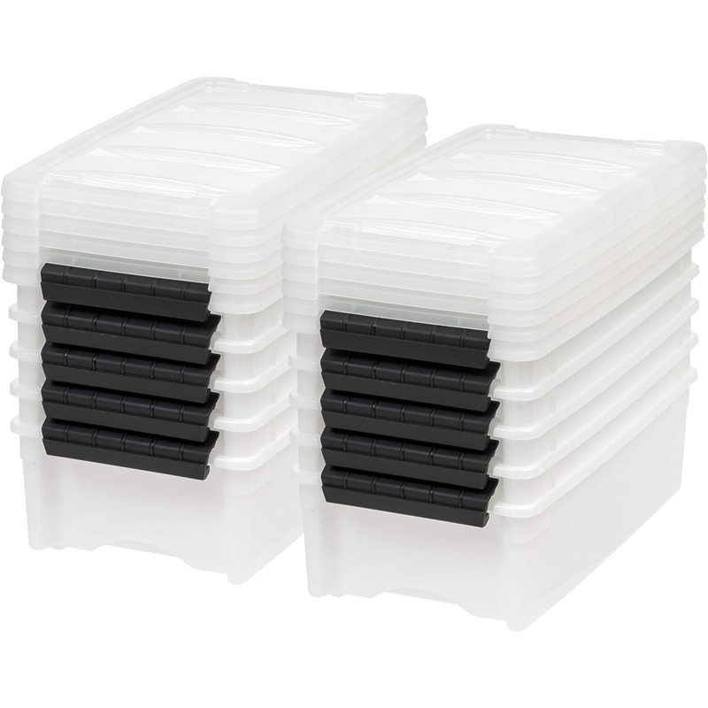 Stackable Plastic Storage Bins With Lids, 10 Pack - BPA-Free, - See-Through Organizing Solution, Latches, Durable Nestable Containers, Secure Pull Handle