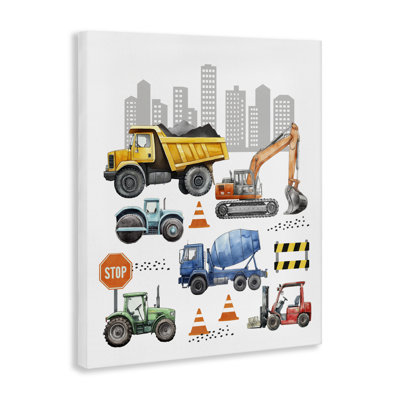Keep Moving Construction Vehicles Canvas, design by Christine Simpson Art