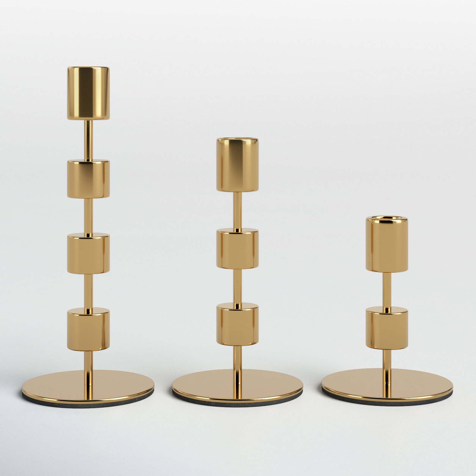 Brenner 3-Piece Aluminum Candlestick Set, Gold