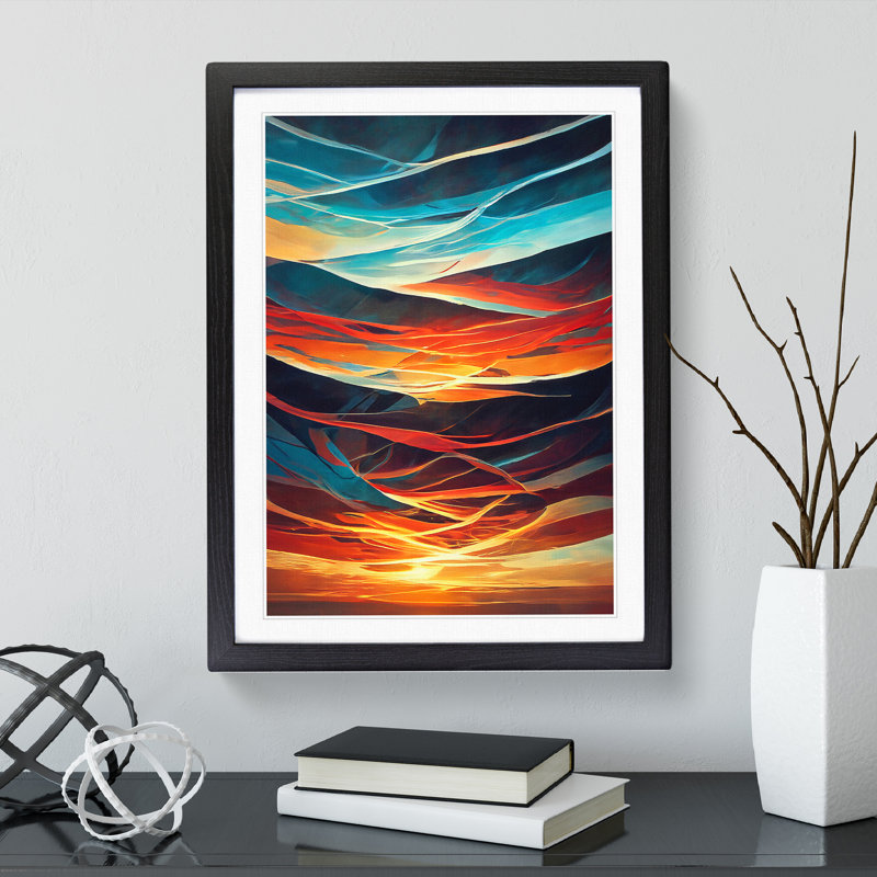 Sunset No.3 - Single Picture Frame Print, Black , 64cm H x 46cm W x 2cm D
