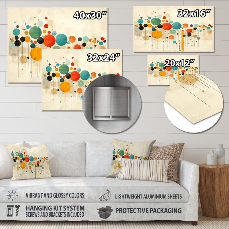 Radiant Echoes Of Mid Century Colors II - Midcentury Metal Wall Decor, Modern Metal Print, 34" H x 44" W x 0.84" D