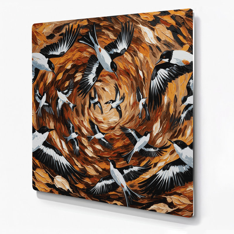 Art mural oiseaux en métal noir, H 8 po x l 8 po