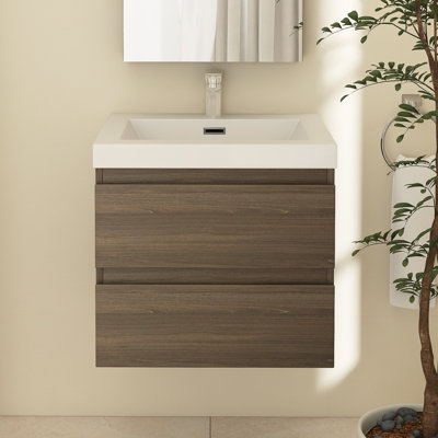 24 po X P 20 po P x 22 po Meuble-lavabo flottant simple H avec plateau en résine blanc brillant