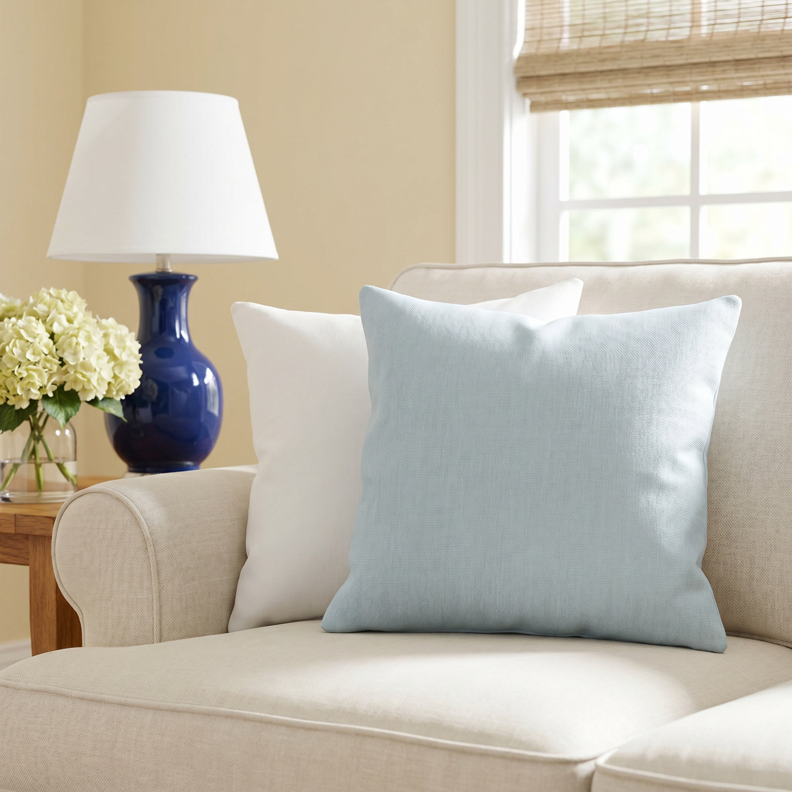 Amala 20" x 3" Sunbrella® Throw Pillow, Play Sky