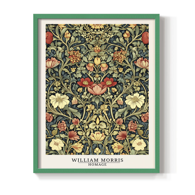 Imprimé encadré en bois massif de la série «CMVI» de William Morris, H 11 po x l 9 po, Vert