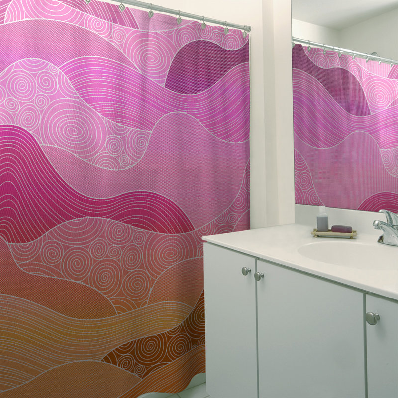 Rideau simple à Sower dessiné à la main Classic Waves, Rose / Orange