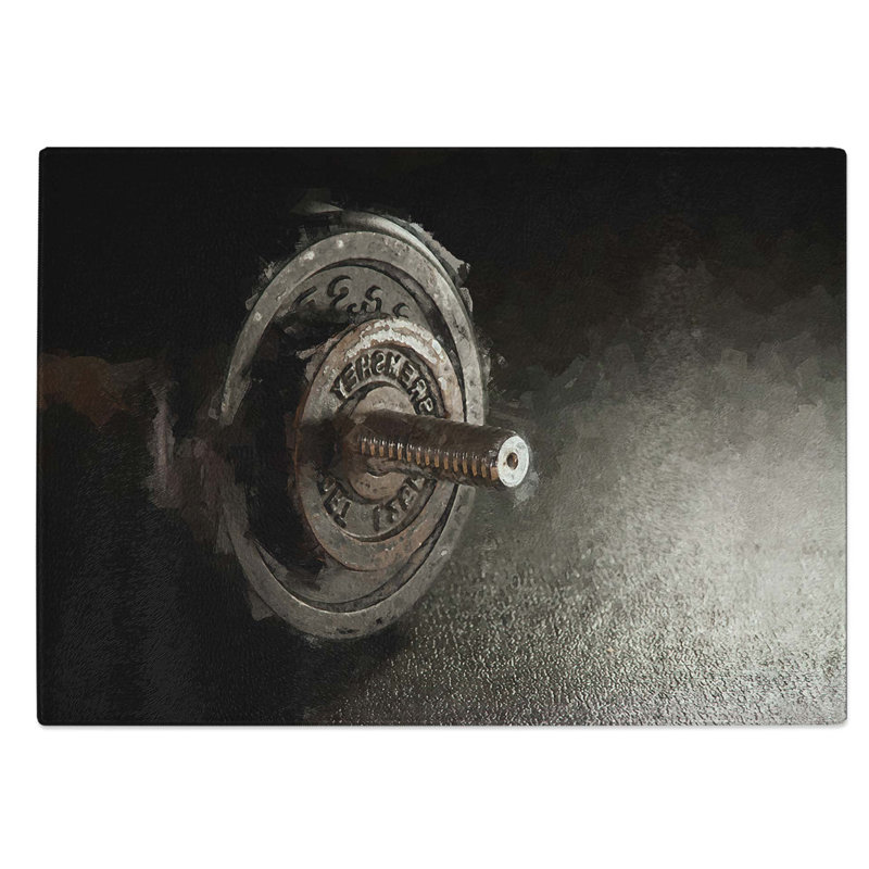 Glass Dumbbell Weight Chopping Board, 39 cm W x 28.5 cm L