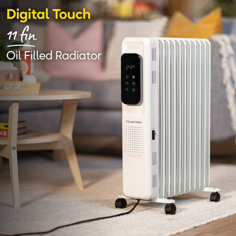 Russell Hobbs Rhofr2521b-d 2.5kw Digital Touch Control 11-fin Oil Filled Radiator, White