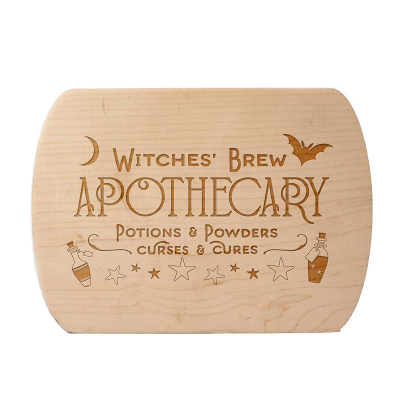 Witches Brew Apothecary Redwood Oval Cutting Board, Maple