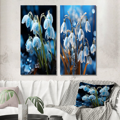 Winter Snowdrop, photographie de fleurs - ensemble de 2 pièces murales en métal