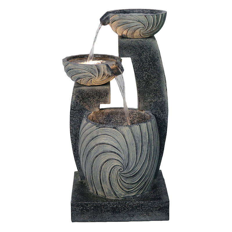 Handcrafted Outdoor Cascade Fountain with Lights