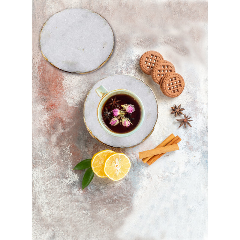 Marble Round 4 Piece Coaster Set