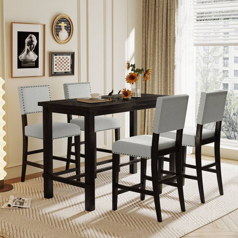 Ensemble repas 4 personnes à hauteur de comptoir Ailey , Espresso, Espresso / beige, Espresso