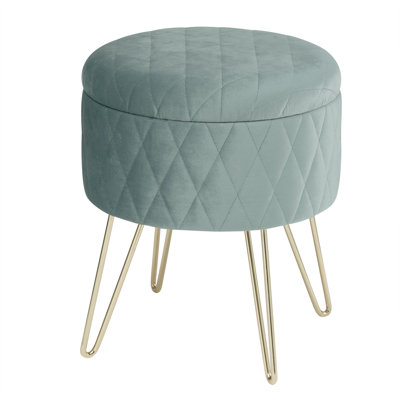 Berg 31.5Cm Velvet Round Storage Ottoman