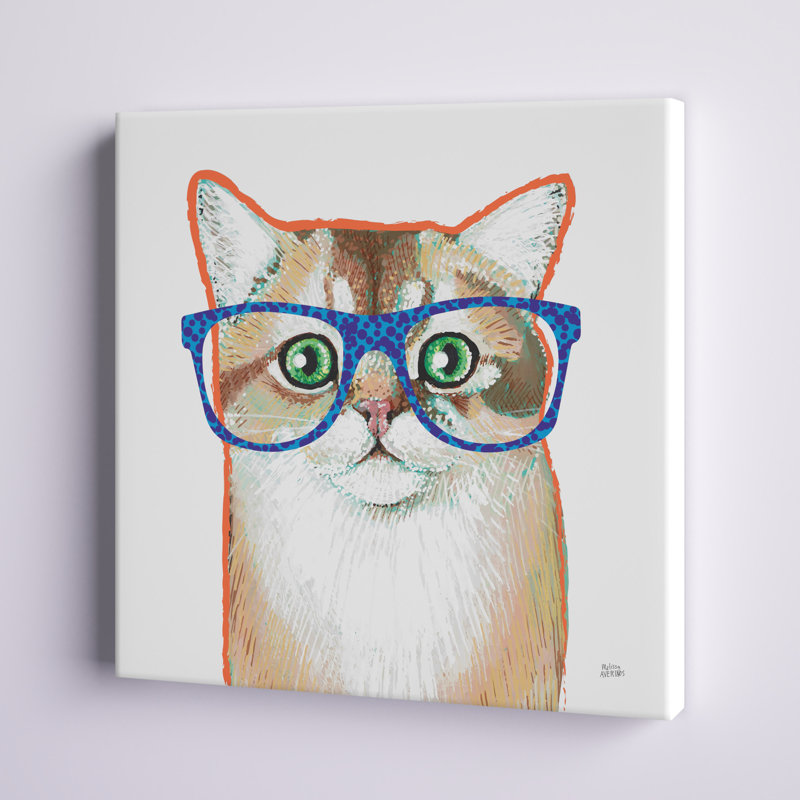 «Bespectacled Pet II» par Melissa Averinos - peinture sur toile tendue, H 12 po x l 12 po