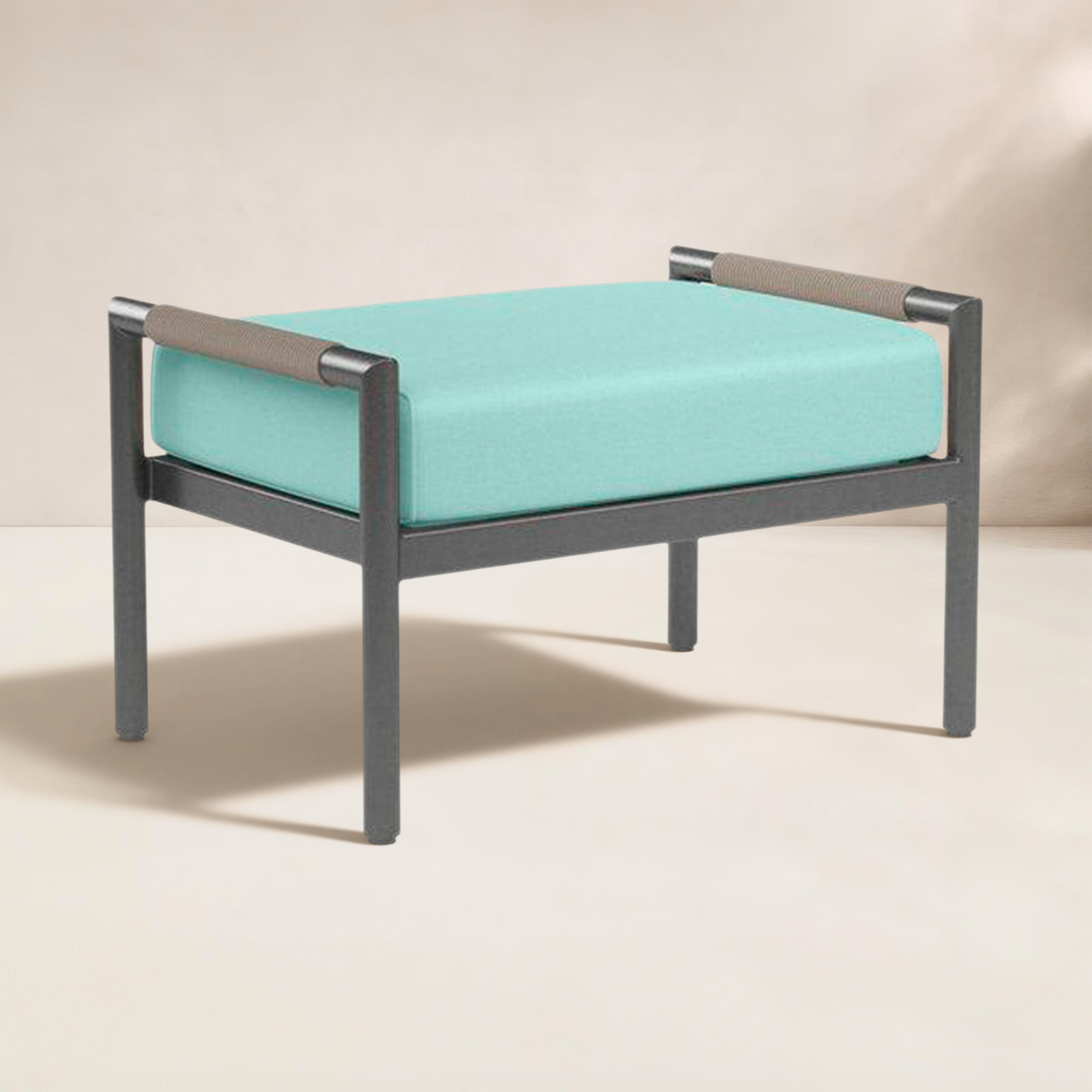 Esme Sunbrella® Patio Footstool, Dupione Celeste Sunbrella®