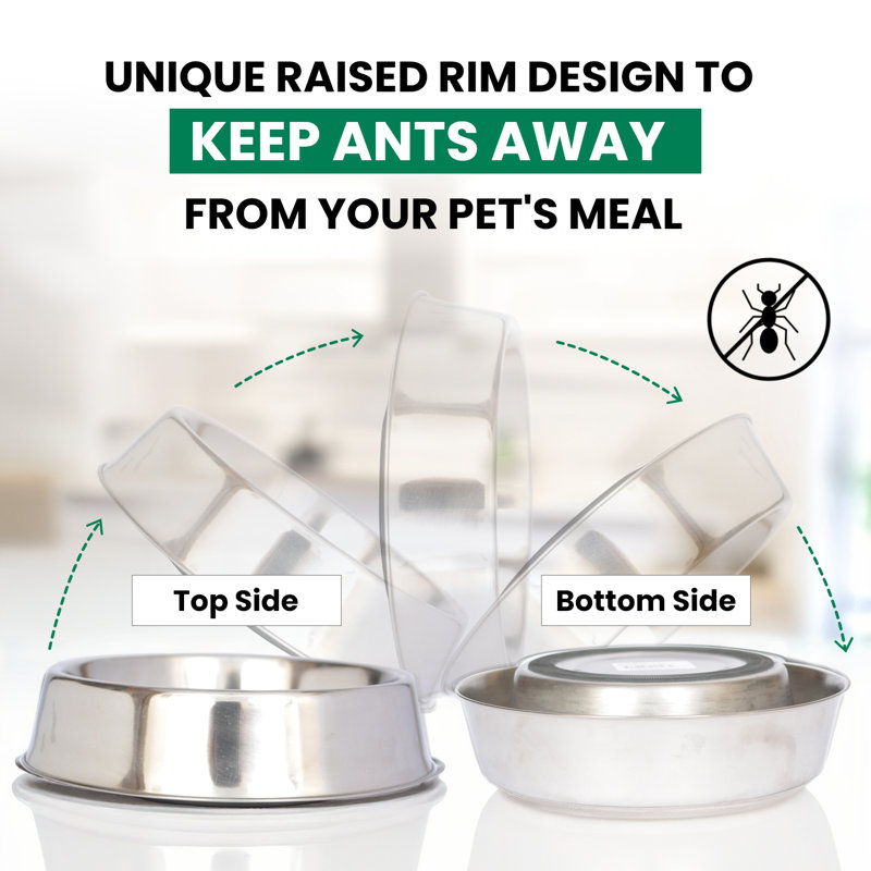 Stainless Steel Anti-Skid Ant-Resistant Pet Bowl, 16 oz