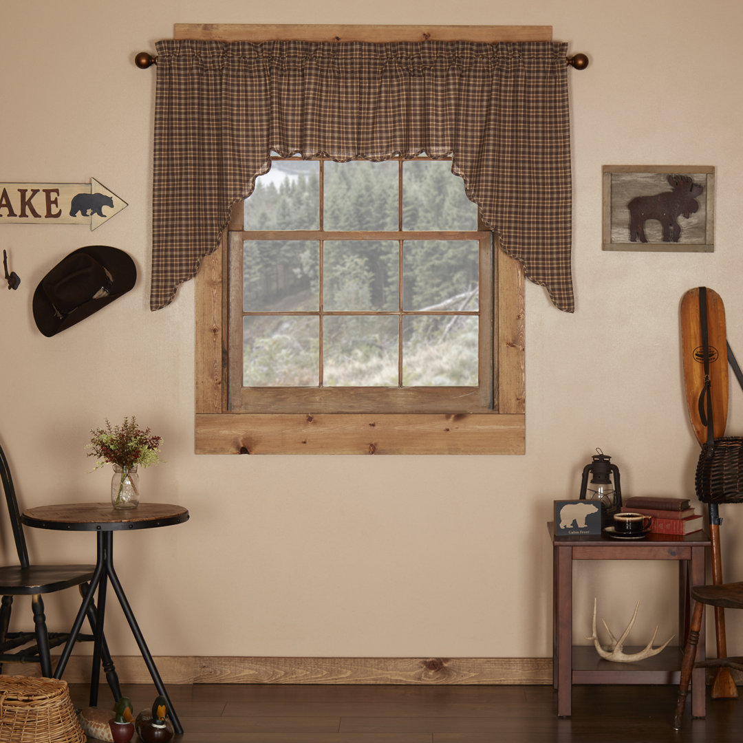 Isabell Plaid Cotton Swag 72'' W Window Valance in (Set of 2) August Grove®