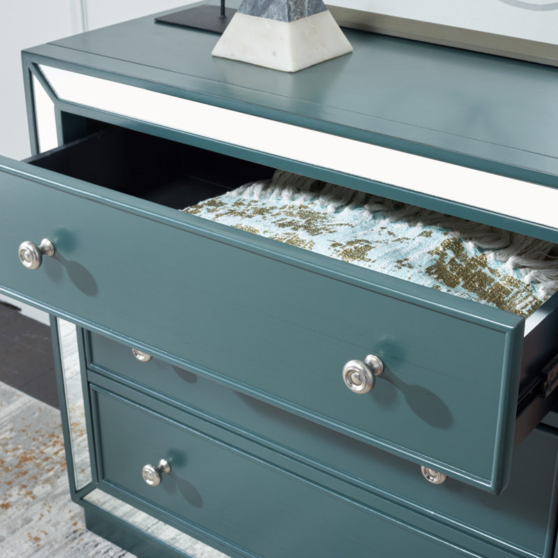 Commode 3 tiroirs Nylah, Sarcelle acier