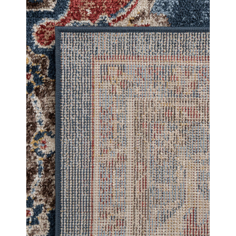 Lieveke Persian Inspired Navy Blue Area Rug, Rectangle 6'1" x 9'