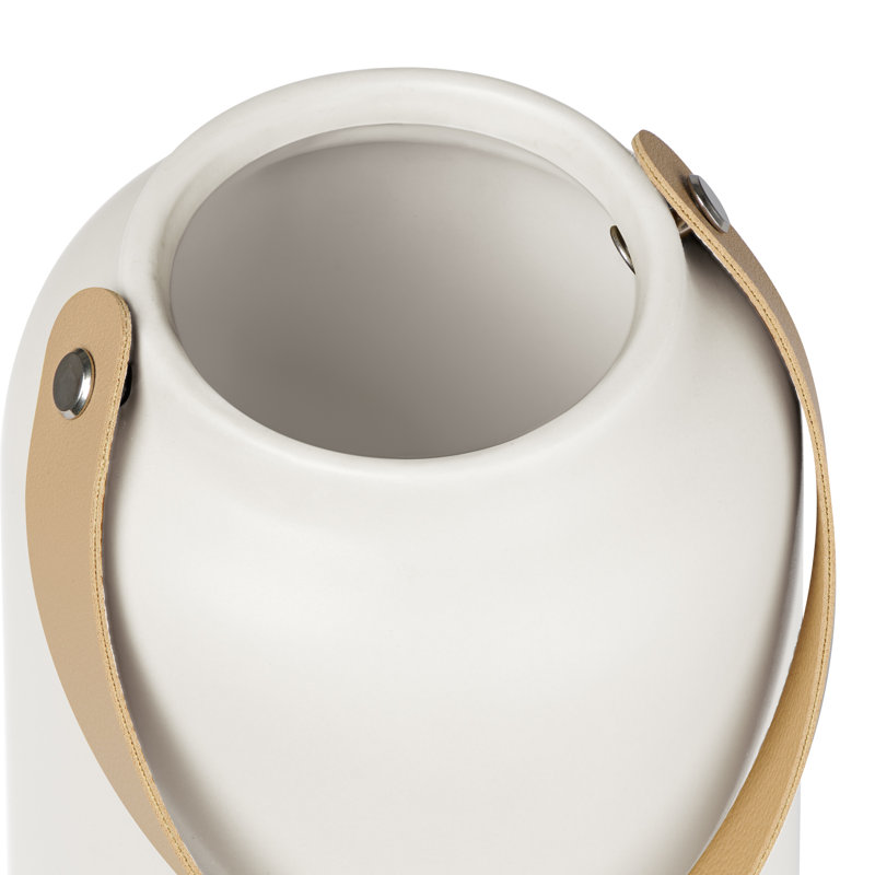 Vase de table en céramique blanche 11 "avec poignée à sangle Lido, H 11 po x l 5,75 po x P 5,75 po, Blanc