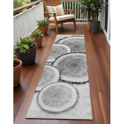 Tapis de couloir intérieur et extérieur 8 po gris et noir