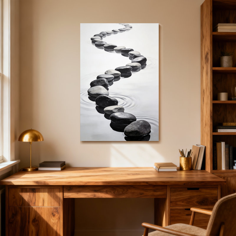 Abstrait, pierres, chemin, eau, ondulations, sérénité, équilibre, harmonie, débit, H 18 po x l 12 po